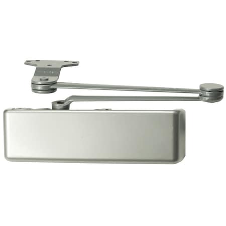 Grade 1 Surface Door Closer, Extra Duty Arm, Full Metal Cover, Aluminum Painted Finish, Left-Handed